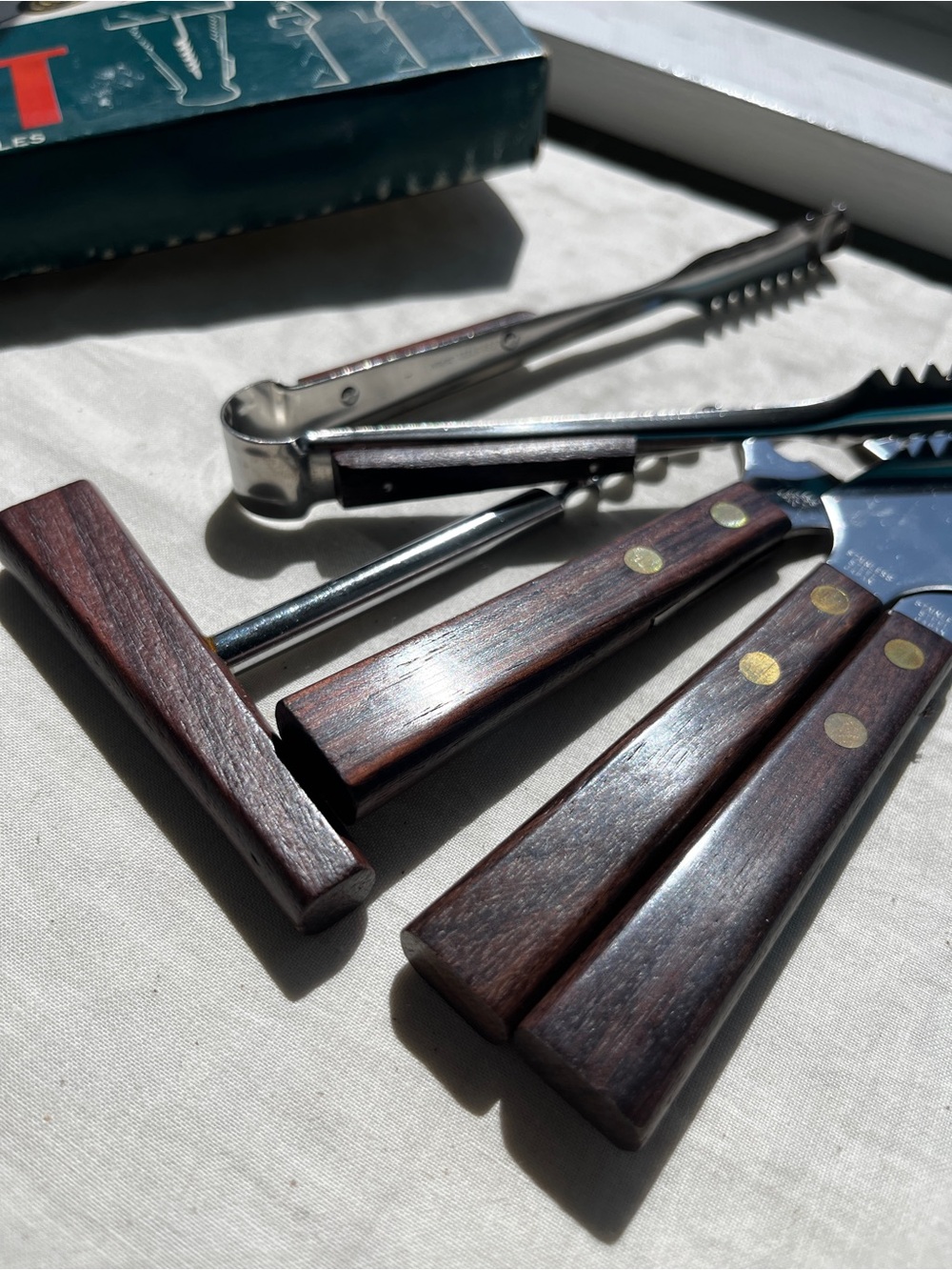 MCM Dark Wood Handled Bar Set